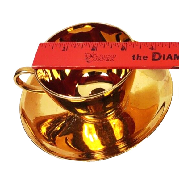 Antique Geo. H. Bowman & Son Gold Tea Cup Saucer 1920-40's Eggshell USA - Picture 8 of 8